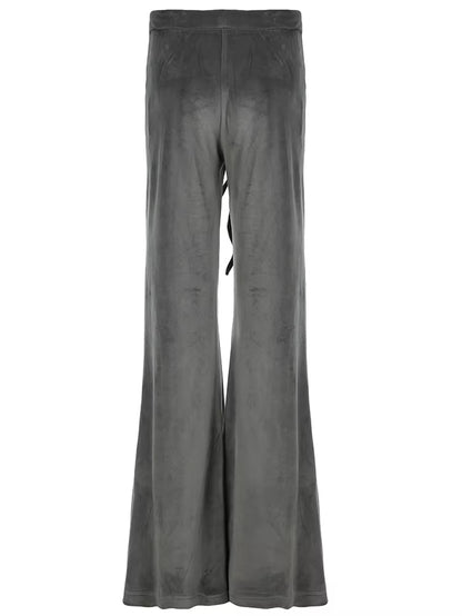  Low Waisted Velvet Flared Heart Rhinestone Pants